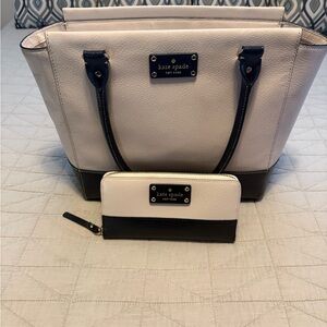 Kate Spade Black and Cream Tote with Wallet